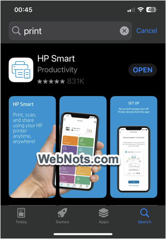 Установите приложение HP Smart на iPhone