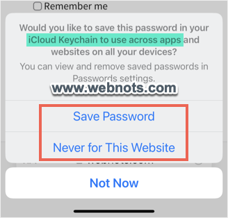 Сохранить пароль в Safari iPhone