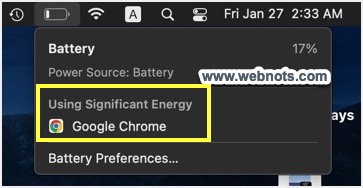Chrome использует высокий уровень заряда батареи в macOS