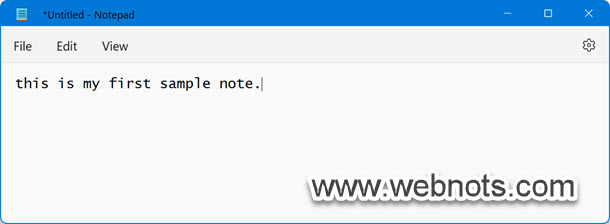 Текст приложения «Блокнот» по умолчанию в Windows 11