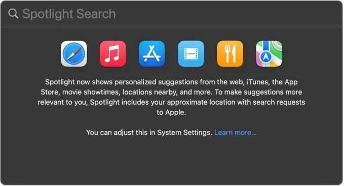 Поиск Spotlight в macOS