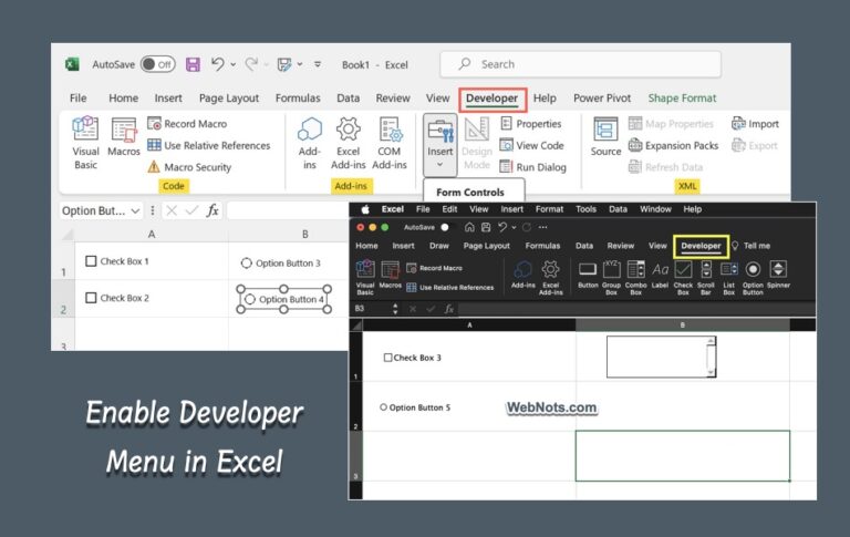 Как включить меню разработчика на ленте Excel?  –