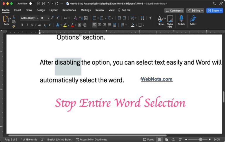 Как остановить автоматическое выделение всего слова в Microsoft Word?  –